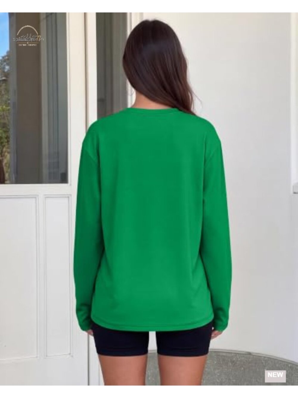 Oversized Long Sleeve Crew Neck T-Shirt Soft Stretchy Casual Workout Top - Picture 3 of 6